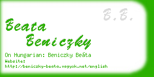 beata beniczky business card